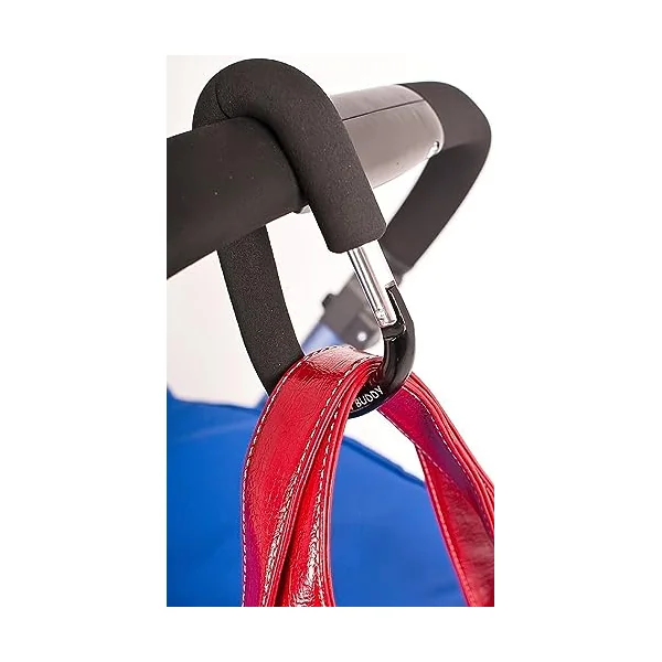 Clip, Hook or Carabiner for Pram/ Stroller/ Pushchair, Foam Coating to Prevent Damage, Can Hold Up To 4 kgs, Black
