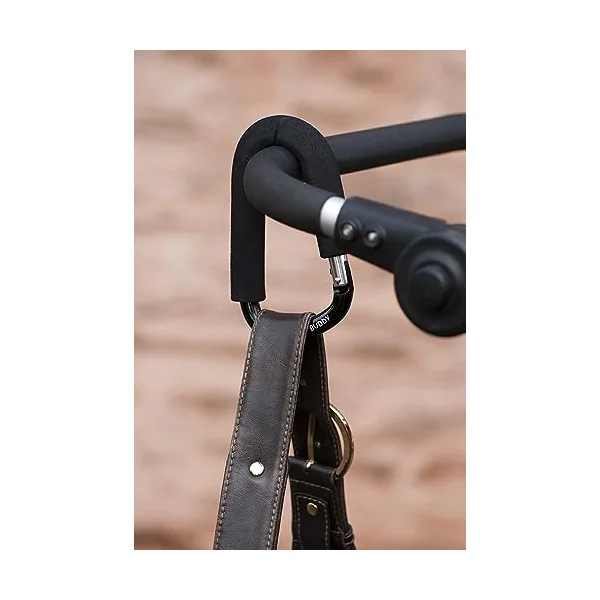 Clip, Hook or Carabiner for Pram/ Stroller/ Pushchair, Foam Coating to Prevent Damage, Can Hold Up To 4 kgs, Black