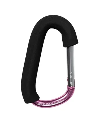 Clip, Hook or Carabiner for Pram/ Stroller/ Pushchair, Foam Coating to Prevent Damage, Can Hold Upto 4 kgs, Pink