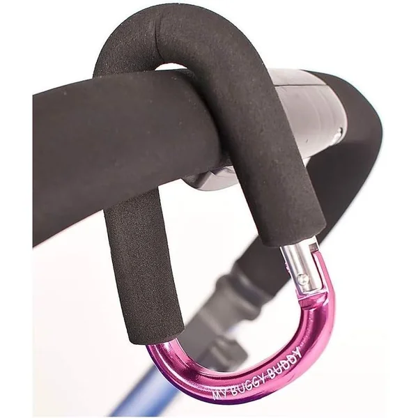 Clip, Hook or Carabiner for Pram/ Stroller/ Pushchair, Foam Coating to Prevent Damage, Can Hold Upto 4 kgs, Pink
