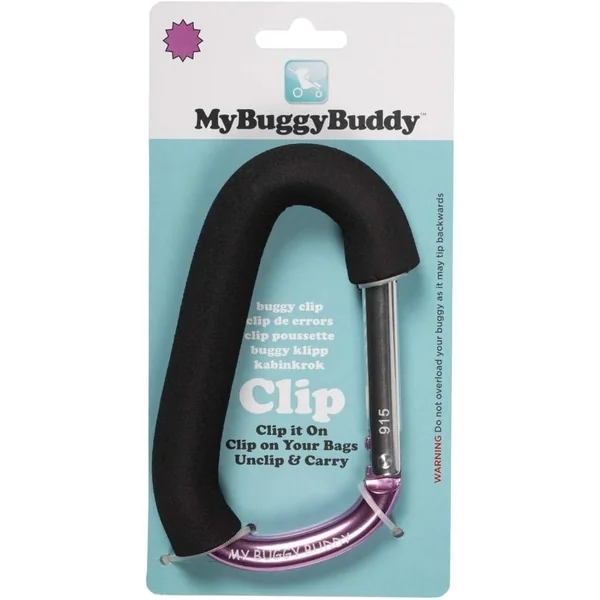 Clip, Hook or Carabiner for Pram/ Stroller/ Pushchair, Foam Coating to Prevent Damage, Can Hold Upto 4 kgs, Pink