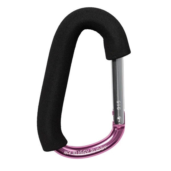 Clip, Hook or Carabiner for Pram/ Stroller/ Pushchair, Foam Coating to Prevent Damage, Can Hold Upto 4 kgs, Pink