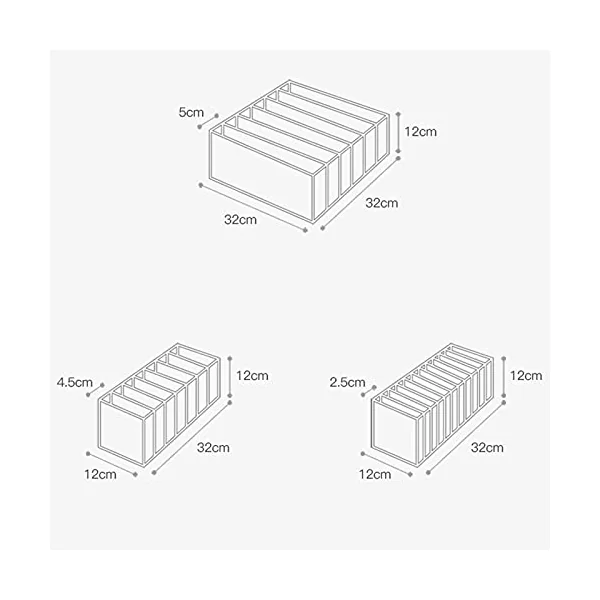 Closet Underwear Organizer Storage Box,3PCS Drawer Organisers, Foldable Wardrobe Organiser, Fabric Drawer Divider Underwear Storage Boxes For Bras, Baby Clothes, Socks, Ties(Creamy white)