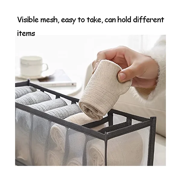 Closet Underwear Organizer Storage Box,3PCS Drawer Organisers, Foldable Wardrobe Organiser, Fabric Drawer Divider Underwear Storage Boxes For Bras, Baby Clothes, Socks, Ties(Creamy white)