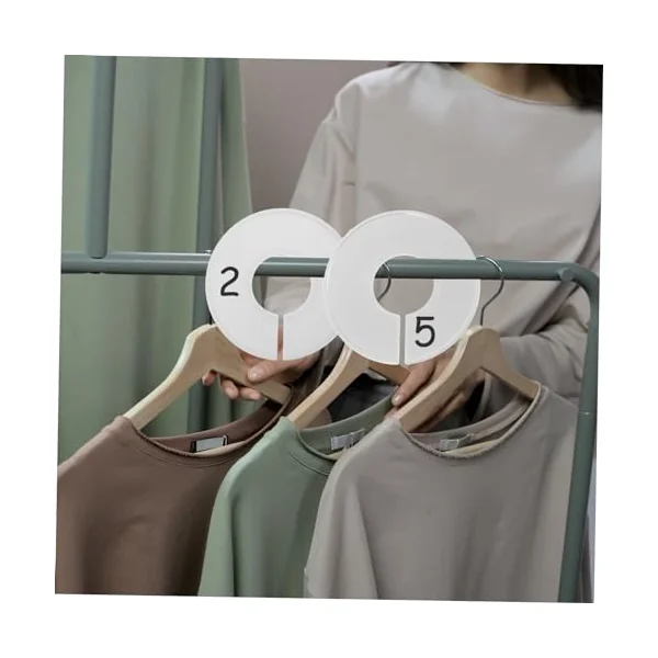 Clothing Hanger Divider 50pcs White Plastic round Closet | Marker Pen Included, Write Information on Labels, Easy Installation for Clothing Rod and Baby Clothes Rack
