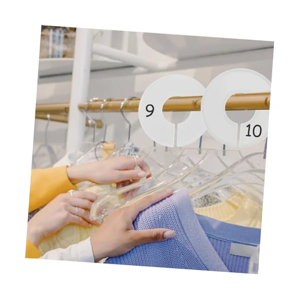 Clothing Hanger Divider 50pcs White Plastic round Closet | Marker Pen Included, Write Information on Labels, Easy Installation for Clothing Rod and Baby Clothes Rack