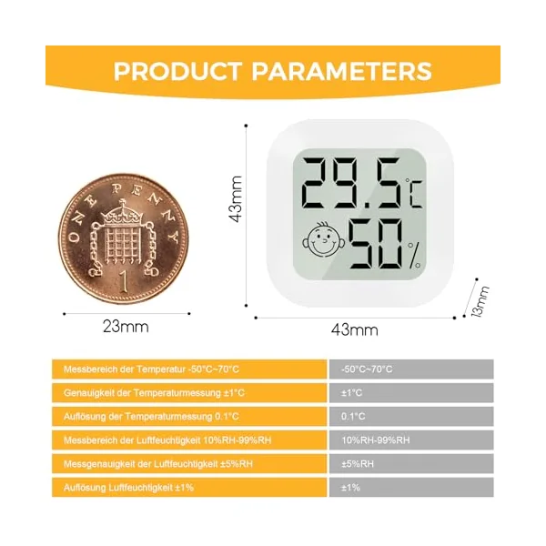 CNMTCCO Digital Room Thermometer Indoor, 4 Pack Hygrometer Humidity Meter for Baby Nursery, Home, Greenhouse, Temperature and Humidity Monitor with Clear LCD Display(White)
