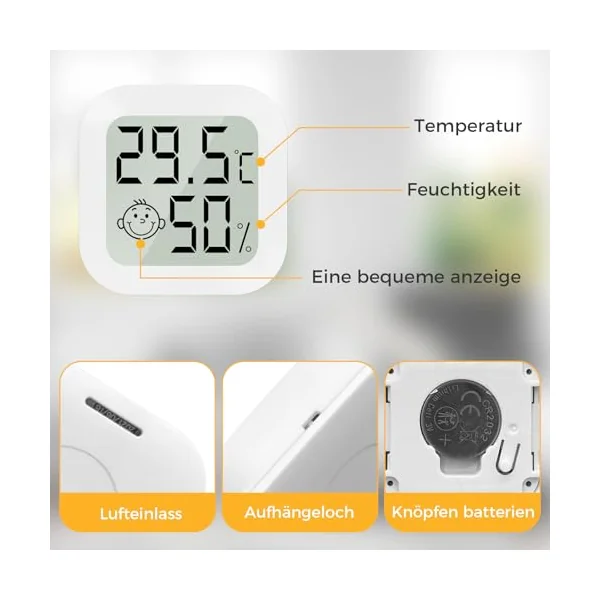CNMTCCO Digital Room Thermometer Indoor, 4 Pack Hygrometer Humidity Meter for Baby Nursery, Home, Greenhouse, Temperature and Humidity Monitor with Clear LCD Display(White)
