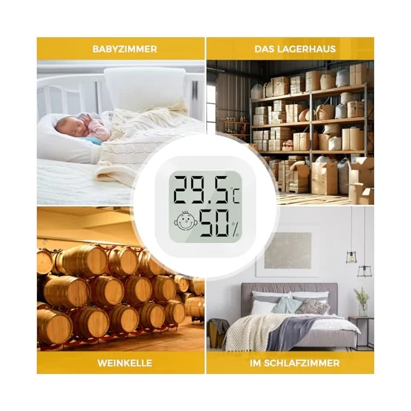 CNMTCCO Digital Room Thermometer Indoor, 4 Pack Hygrometer Humidity Meter for Baby Nursery, Home, Greenhouse, Temperature and Humidity Monitor with Clear LCD Display(White)