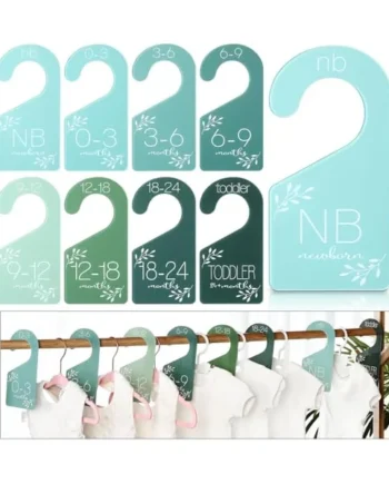 Colingmill 8 Pcs Baby Closet Size Dividers Acrylic Baby Closet Dividers Nursery Closet Dividers Baby Clothes Size Hanger Baby Wardrobe Organizers Infant Wardrobe Separator, 7 x 3 Inch (Green)
