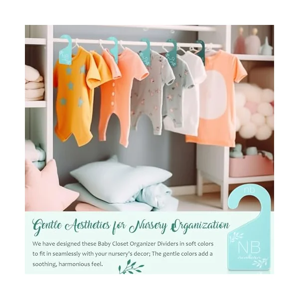 Colingmill 8 Pcs Baby Closet Size Dividers Acrylic Baby Closet Dividers Nursery Closet Dividers Baby Clothes Size Hanger Baby Wardrobe Organizers Infant Wardrobe Separator, 7 x 3 Inch (Green)