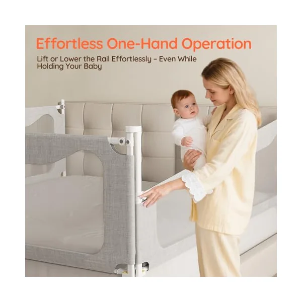 colorfarm Queen Size Toddler Bed Rail 3-Sided Bed Rail Guard with Safety Lock - Adjustable Bedrails for Baby Infant Child (78.7x78.7x59)