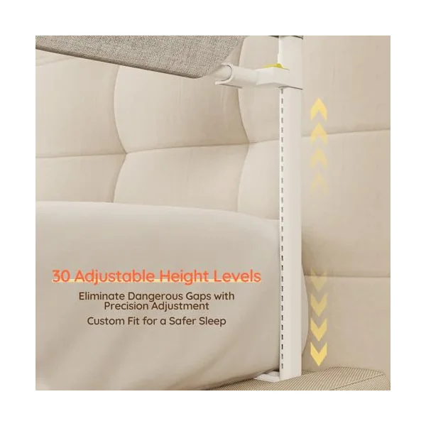 colorfarm Queen Size Toddler Bed Rail 3-Sided Bed Rail Guard with Safety Lock - Adjustable Bedrails for Baby Infant Child (78.7x78.7x59)