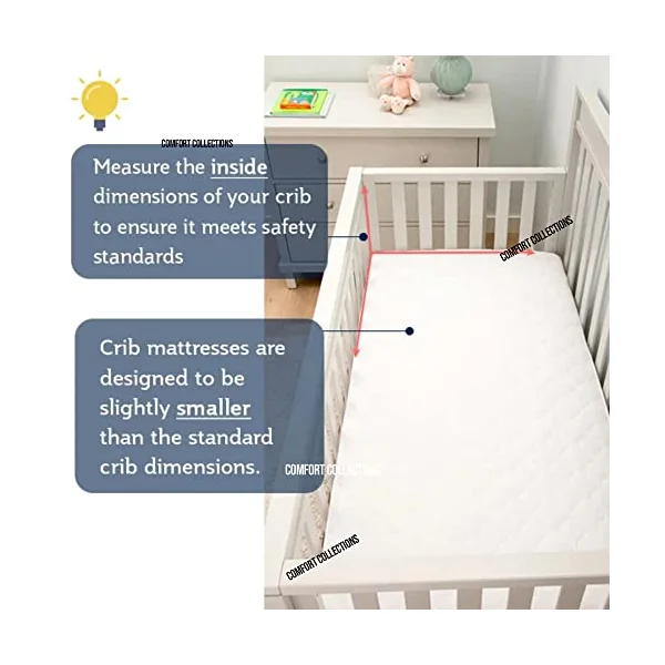 Comfort Collections Crib Mattress Waterproof Breathable Quilted Mattress Cover Toddler and Baby Quilted Extra Thick Foam Cot Bed Mattress 89 X 36 X 4 CM