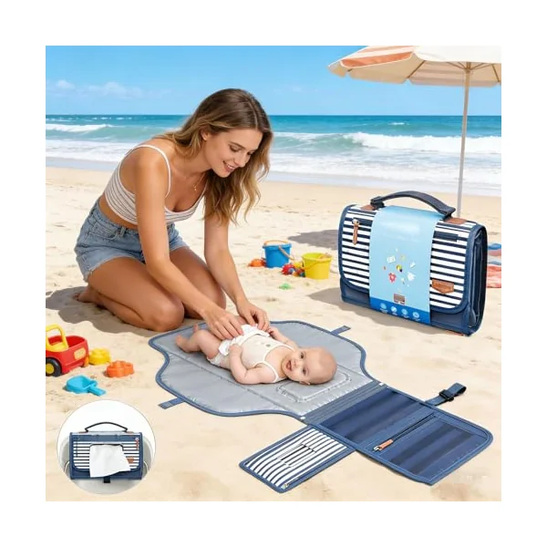 Compact Changing Mat with Storage Pocket for Travel Convenience Outdoor Diaper Changing Mat