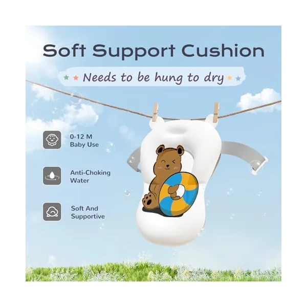 COOSEYA Baby Bath Tub Foldable, Baby Bathtub Collapsible Essentials for Newborn with Soft Cushion (0-18Months), Baby Shower for Infant to Toddler Gift Portable Space-Saving Travel,Grey