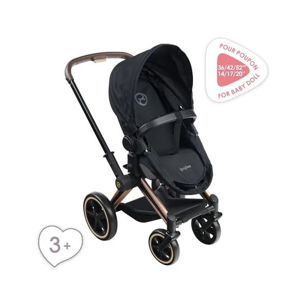 Corolle Mon Grand Poupon Cybex Doll's Pram - 3-in-1 Doll's Pram as Buggy & Carry Bed, Foldable with Hood & Basket, for Dolls 36-42 cm, 60 cm, from 3 Years