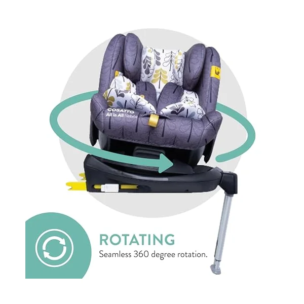 Cosatto All in All Rotate 360° Swivel Spin Car Seat - Group 0+123, 0-36 kg, 0-12years, ISOFIX, ERF, Anti-Escape (Fika Forest) | Group 0+123, 0-36 kg, 0 to 12years, ISOFIX, ERF, Anti-Escape