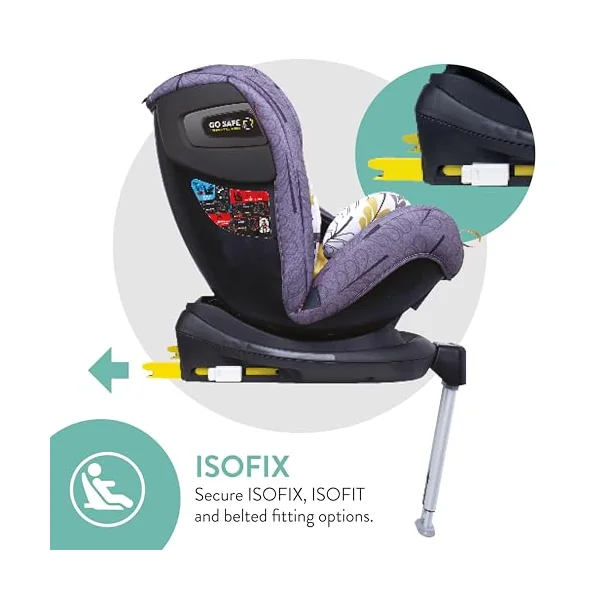 Cosatto All in All Rotate 360° Swivel Spin Car Seat - Group 0+123, 0-36 kg, 0-12years, ISOFIX, ERF, Anti-Escape (Fika Forest) | Group 0+123, 0-36 kg, 0 to 12years, ISOFIX, ERF, Anti-Escape