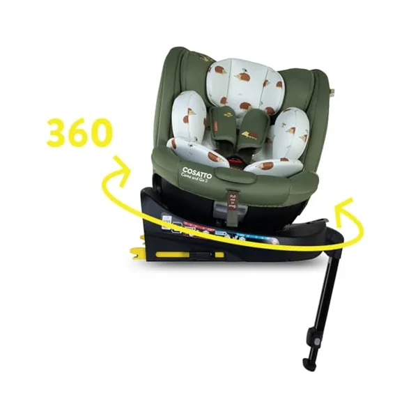 COSATTO Come & Go 2-360° Rotate Car Seat, Birth to 4 Years (0-105cm), Group 0/0+/1 ISOFIX Integrated Base, R129, ERF, Side Impact Protection, 5 Point Plus Anti Escape (Hoglet)