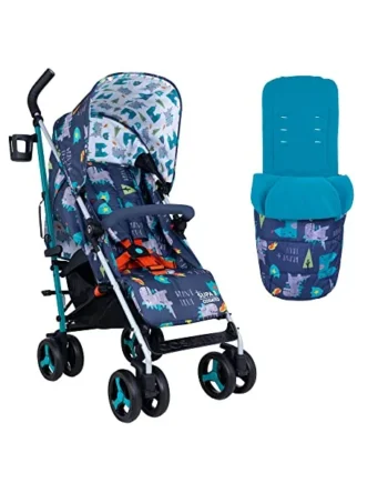 Cosatto Supa 3 Pushchair with Footmuff – Lightweight Stroller from Birth to 25Kg - Easy, Compact, Umbrella Fold, Large Shopping Basket, Carry Handle Footmuff (Dragon Kingdom)