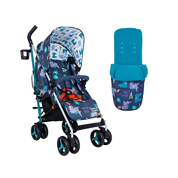 Cosatto Supa 3 Pushchair with Footmuff – Lightweight Stroller from Birth to 25Kg - Easy, Compact, Umbrella Fold, Large Shopping Basket, Carry Handle Footmuff (Dragon Kingdom)