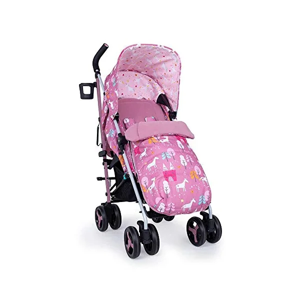 Cosatto Supa 3 Pushchair with Footmuff – Lightweight Stroller from Birth to 25Kg - Easy, Compact, Umbrella Fold, Large Shopping Basket, Carry Handle Footmuff (Dusky Unicorn Land)