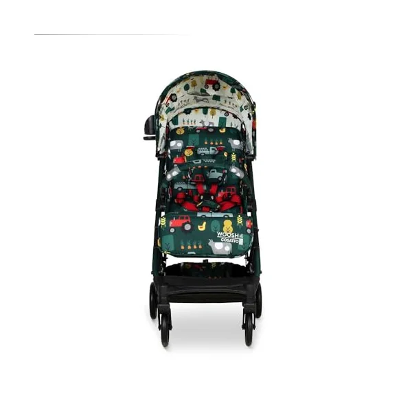 COSATTO Woosh 4 Pushchair – Lightweight Stroller Birth to 25kg - One Hand Easy Fold, Compact, Telescopic Handle, Extra Large Shopping Basket, Cup Holder, Bumper Bar & Raincover (Old Macdonald)