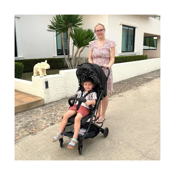 Cosatto Yo Travel Stroller - Baby Pushchair Lightweight Compact Fold from Birth to 25kg - Airline Compliant, One Hand Easy Fold, Large 8kg Shopping Basket, Raincover & Bumper Bar (Silhouette)