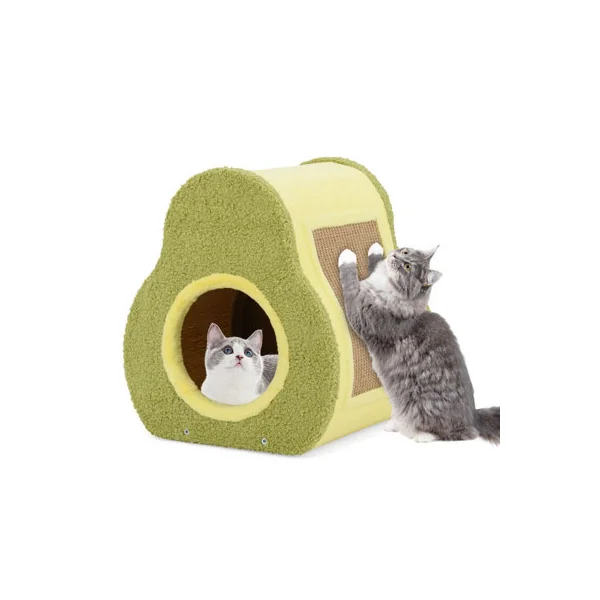 COSTWAY Avocado-shaped Cat House Cute Cat Shelter 35 x 33 x 40 cm-Green