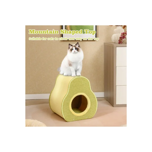 COSTWAY Avocado-shaped Cat House Cute Cat Shelter 35 x 33 x 40 cm-Green