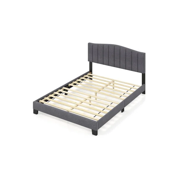 COSTWAY Double Size Bed Frame Adjustable Vertical Upholstered Headboard