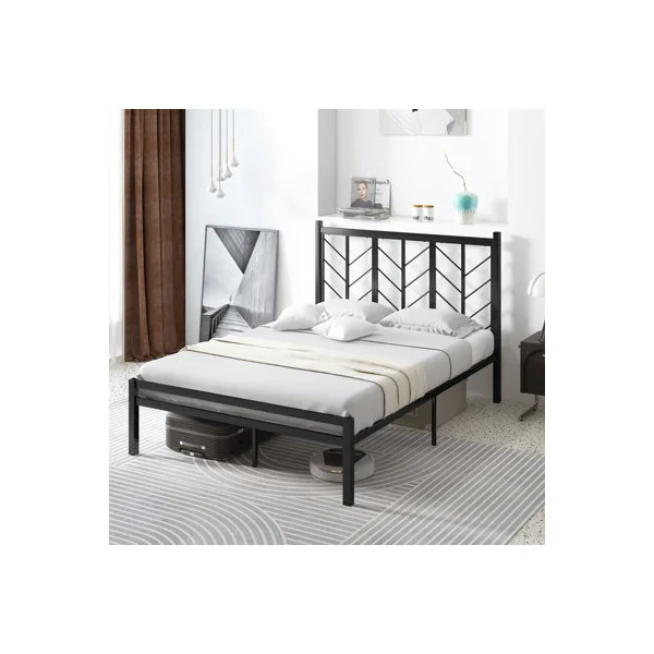 COSTWAY Metal Platform Bed w/ Branch-shaped Headboard Bed Frame Double Size