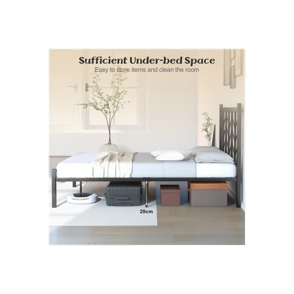 COSTWAY Metal Platform Bed w/ Branch-shaped Headboard Bed Frame Double Size
