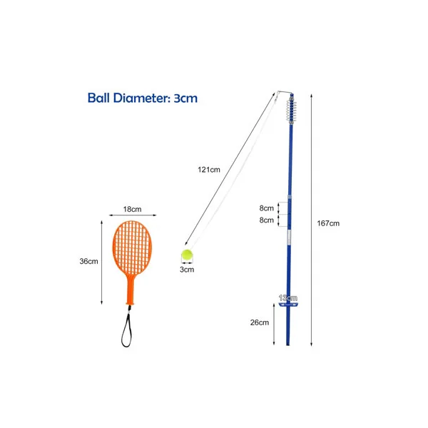 COSTWAY Portable Tetherball Set 3-Level Adjustable Swing Ball Game Set-Blue