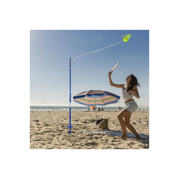 COSTWAY Portable Tetherball Set 3-Level Adjustable Swing Ball Game Set-Blue
