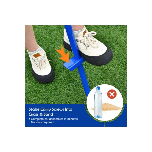 COSTWAY Portable Tetherball Set 3-Level Adjustable Swing Ball Game Set-Blue