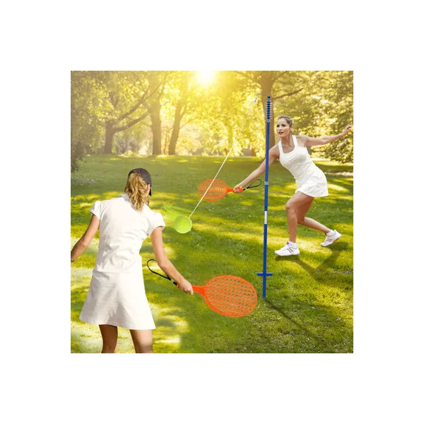 COSTWAY Portable Tetherball Set 3-Level Adjustable Swing Ball Game Set-Blue