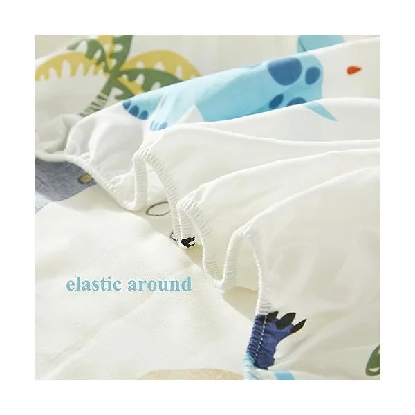 Cot Bed Cotton Fitted Sheets, Big Dinosaur Fitted Crib Sheets Fit Standard cot Mattress 140 x 70 cm