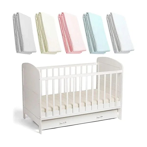 Cot Bed Fitted Sheet 100% Cotton 140x70cm - 2x White