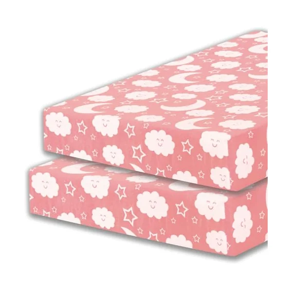 Cot Bed Fitted Sheet 100% Cotton 200 Thread Count 12 Colours, Cot Bed 70 x 140 CM - pink moon
