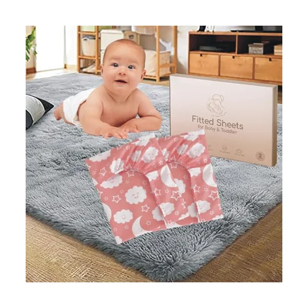 Cot Bed Fitted Sheet 100% Cotton 200 Thread Count 12 Colours, Cot Bed 70 x 140 CM - pink moon