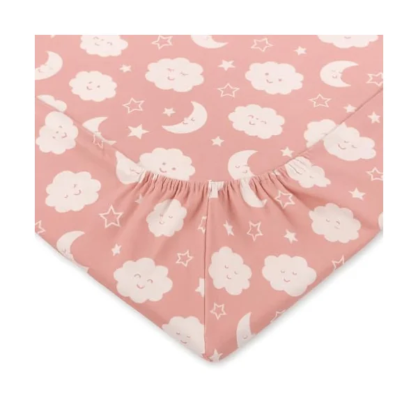 Cot Bed Fitted Sheet 100% Cotton 200 Thread Count 12 Colours, Cot Bed 70 x 140 CM - pink moon