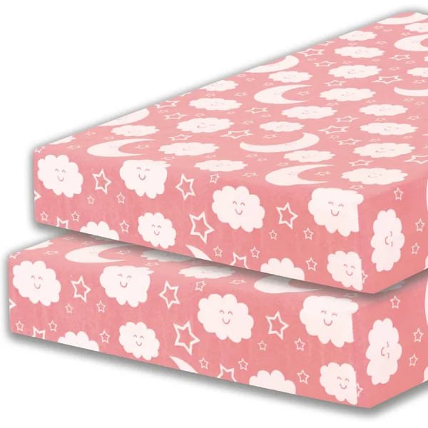 Cot Bed Fitted Sheet 100% Cotton 200 Thread Count 12 Colours, Cot Bed 70 x 140 CM - pink moon