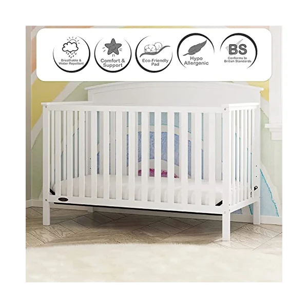 Cot Bed Foam Mattress Fully Breathable with Waterproof & Durable Fabric, Zipped Removable Washable Cover for Cot, Folding Bed & Daybed (140 x 70 x 13 cm)