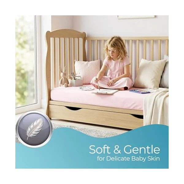 Cot Bed Sheets 140x70cm - 2 pcs Pink 100% Organic Cotton Fitted Cot Sheets | Award Winning Cot Bed Fitted Sheets, Ultra Soft and Breathable Bedding, Certified Kids Bed Sheets