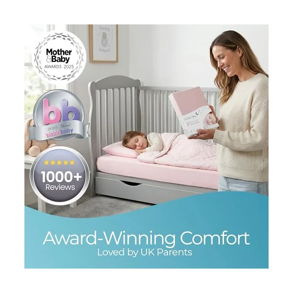 Cot Bed Sheets 140x70cm - 2 pcs Pink 100% Organic Cotton Fitted Cot Sheets | Award Winning Cot Bed Fitted Sheets, Ultra Soft and Breathable Bedding, Certified Kids Bed Sheets