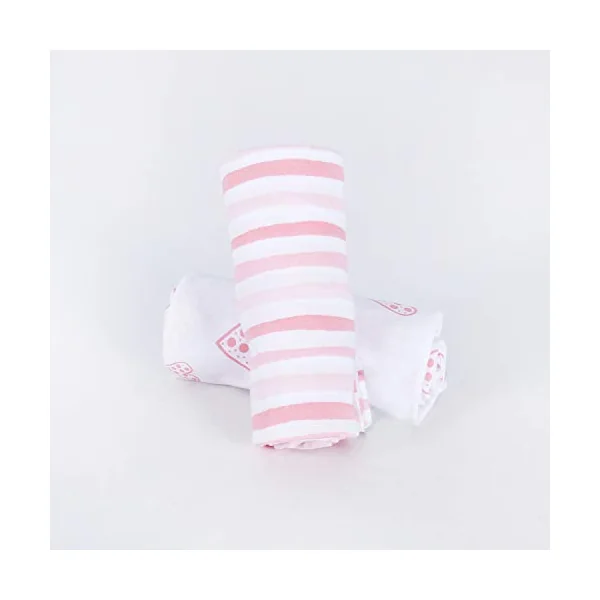 Cot Bed Sheets 140x70cm Fitted 2 Pack–100% Cotton, Pink Hearts & Stripes | Fits standard 140x70cm cot mattress. 100% cotton for soft, breathable sleep. Snug elastic fit. Cute print for little girl.