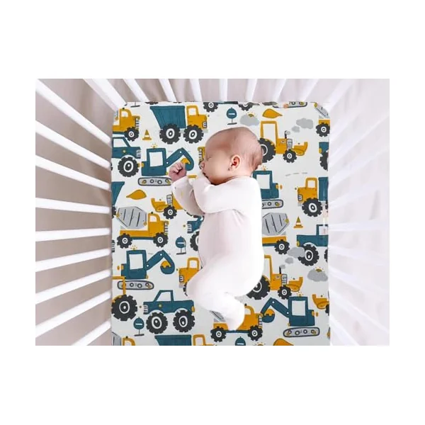 Cot Bed Sheets for Girl Boys | Cot Bed Fitted Sheets 120x60cm | Travel Cot Fitted Sheet Easy Care Soft Cotton and Dureable, Dinosaur Crib Sheets for Toddler Mattresses