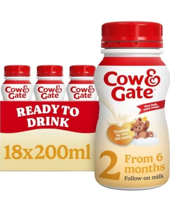 Cow & Gate 2 Follow On Baby Milk Liquid Formula, 6-12 Months, 18x200ml | Ready to use baby milk formula liquid